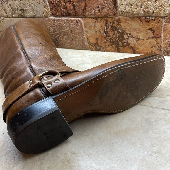 Acme Men Vintage Boots Biker Motorcycle Tall Leather Cowboy USA Brown Size 10.5D - Picture 11 of 16